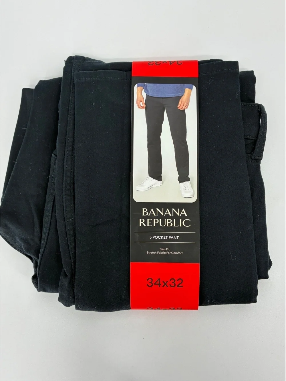 Banana Republic Black 5 Pocket Slim Fit Stretch Fabric Pants 34x32 NWT